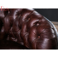 Modern Chesterfield Style Seater Sofa Furniture Retro Industrial Red Leather Sofa